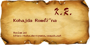 Kohajda Romána névjegykártya